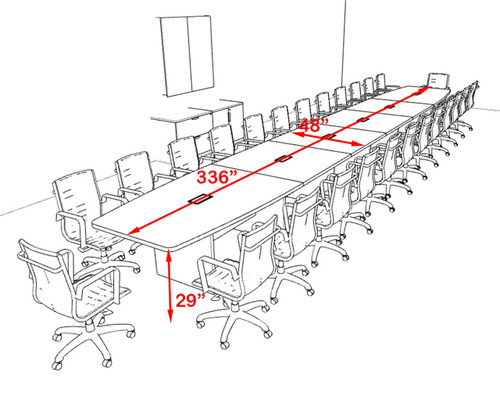 Modern Boat Shapedd 28' Feet Conference Table, #OF-CON-C142