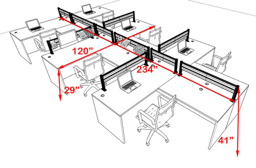 Six Person Modern Aluminum Organizer Divider Office Workstation, #OT-SUL-SPW50