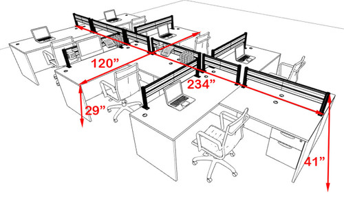 Six Person Modern Aluminum Organizer Divider Office Workstation, #OT-SUL-SPW61