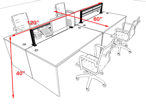 Four Person Modern Aluminum Organizer Divider Office Workstation, #OT-SUL-FPW7