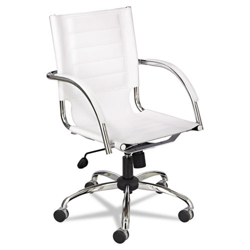 Flaunt Series Mid-Back Manager's Chair, Black Leather/chrome, #SF-2345-BL