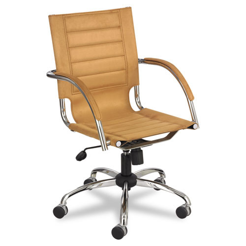 Flaunt Series Mid-Back Manager's Chair, Camel Microfiber/chrome, #SF-2345-CM