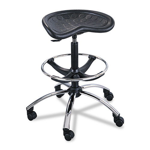 Sit-Star Stool With Footring And Casters, 27" To 36"h Seat, Black/chrome, #SF-5549-BL