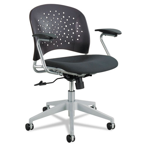 Reve Series Task Chair, Round Plastic Back, Polyester Seat, Black Seat/back, #SF-5692-BL