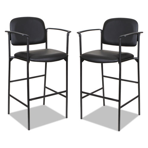 Sorrento Series Stool, Black, Faux Leather, With Arms, 2 Per Carton, #AL-1188