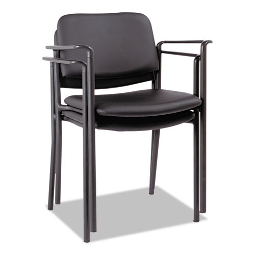 Sorrento Series Stacking Guest Chair, Black, Faux Leather, No Arms, 2 Per Carton, #AL-1189