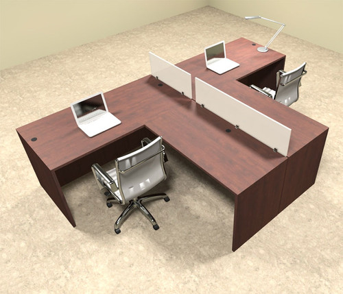 Two Person L Shaped Divider Office Workstation Desk Set, #OT-SUL-SP42