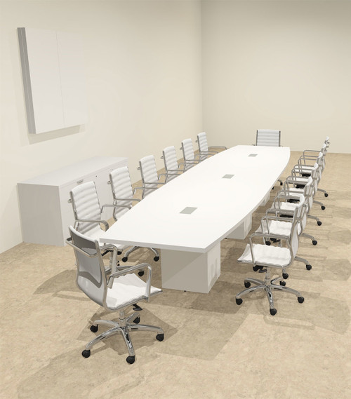 Modern Boat Shaped Cube Leg 16' Feet Conference Table, #OF-CON-CQ39