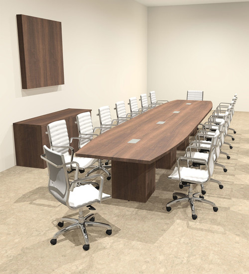 Modern Boat Shaped Cube Leg 18' Feet Conference Table, #OF-CON-CQ51