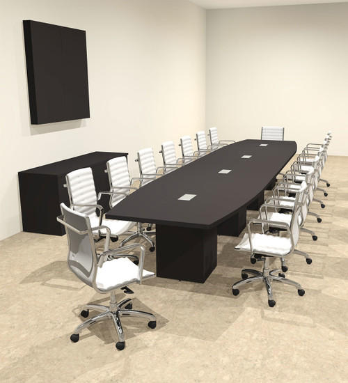 Modern Boat Shaped Cube Leg 18' Feet Conference Table, #OF-CON-CQ53
