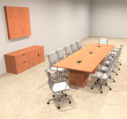 Modern Rectangular Top Cube Leg 12' Feet Conference Table, #OF-CON-CS11