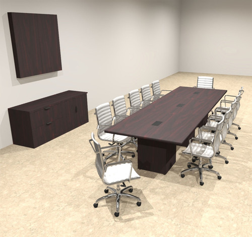 Modern Rectangular Top Cube Leg 12' Feet Conference Table, #OF-CON-CS14