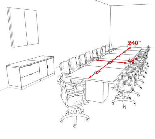 Modern Rectangular Top Cube Leg 20' Feet Conference Table, #OF-CON-CS26