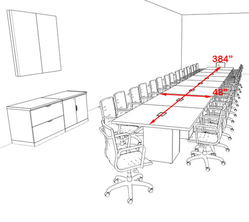 Modern Rectangular Top Cube Leg 32' Feet Conference Table, #OF-CON-CS51