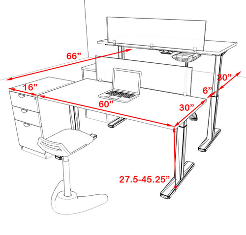 Two Persons Modern Power Height Adjustable Divider Workstation, #OT-SUL-FPH13