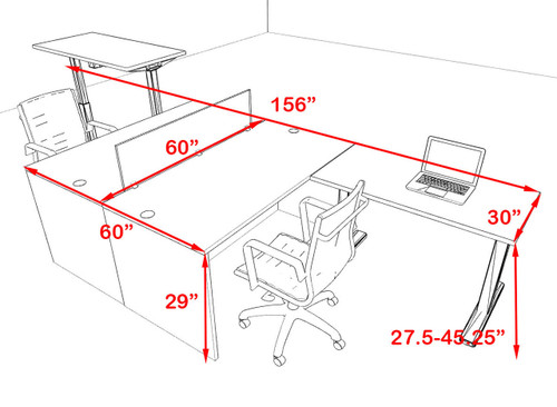 Two Persons Modern Power Height Adjustable Divider Workstation, #OT-SUL-FPH27