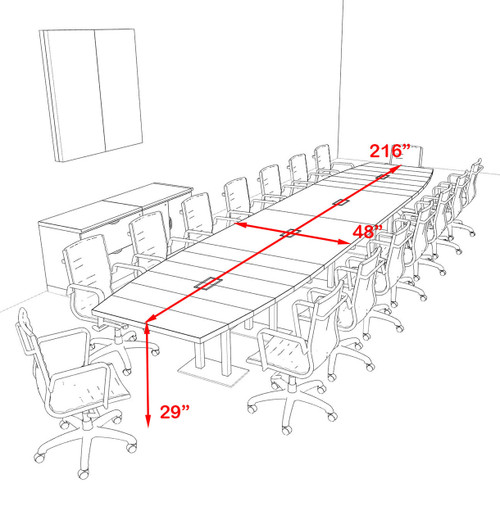 Modern Boat Shaped Steel Leg 18' Feet Conference Table, #OF-CON-CM53