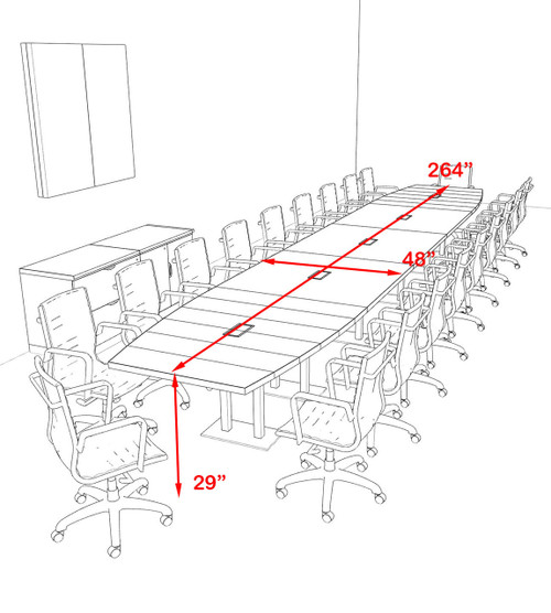 Modern Boat Shaped Steel Leg 22' Feet Conference Table, #OF-CON-CM63