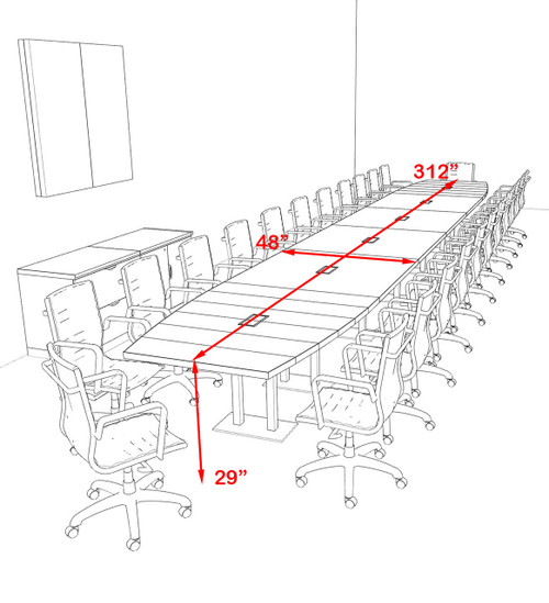Modern Boat Shaped Steel Leg 26' Feet Conference Table, #OF-CON-CM81