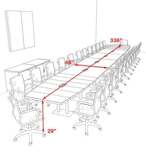 Modern Boat Shaped Steel Leg 28' Feet Conference Table, #OF-CON-CM89