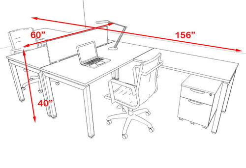 Two Person Modern Divider Office Workstation Desk Set, #OF-CON-FP12