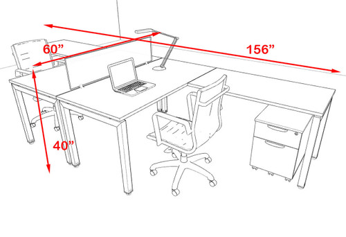 Two Person Modern Divider Office Workstation Desk Set, #OF-CON-FP14
