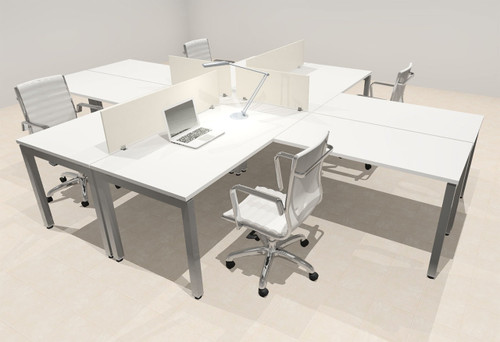 Four Person Modern Divider Office Workstation Desk Set, #OF-CON-FP17