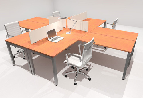 Four Person Modern Divider Office Workstation Desk Set, #OF-CON-FP19