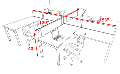 Four Person Modern Divider Office Workstation Desk Set, #OF-CON-SP9