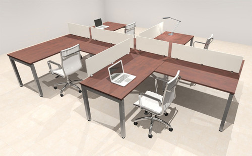 Four Person Modern Divider Office Workstation Desk Set, #OF-CON-SP13