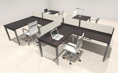 Four Person Modern Divider Office Workstation Desk Set, #OF-CON-SP15