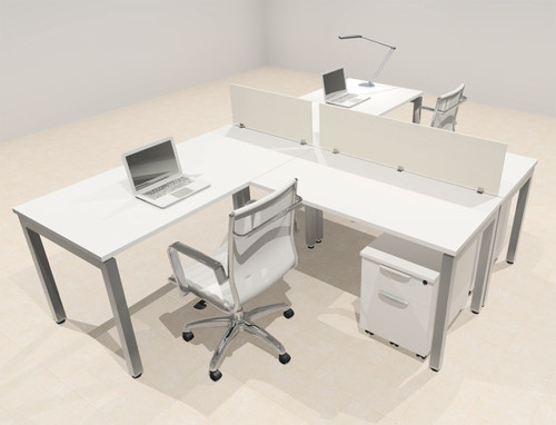 Two Person Modern Divider Office Workstation Desk Set, #OF-CON-SP25