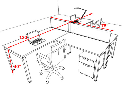 Two Person Modern Divider Office Workstation Desk Set, #OF-CON-SP29