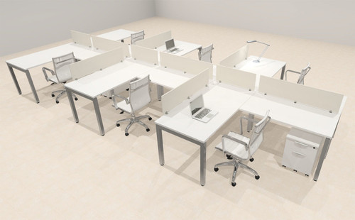 Six Person Modern Divider Office Workstation Desk Set, #OF-CON-SP41