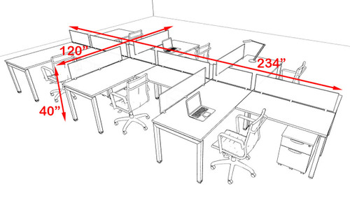 Six Person Modern Divider Office Workstation Desk Set, #OF-CON-SP44