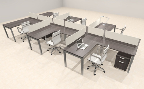 Six Person Modern Divider Office Workstation Desk Set, #OF-CON-SP48