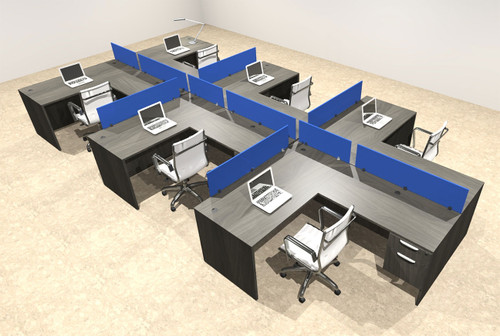 Six Person Modern Divider Office Workstation Desk Set, #OT-SUL-SPB80