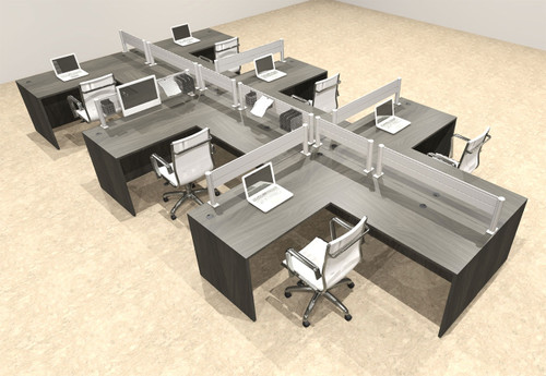 Six Person Modern Divider Office Workstation Desk Set, #OT-SUL-SPW77