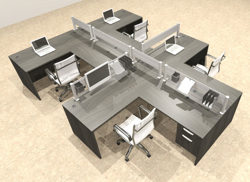 Four Person Modern Divider Office Workstation Desk Set, #OT-SUL-SPW79