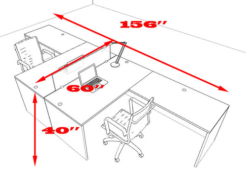 Two Person Modern Divider Office Workstation Desk Set, #OT-SUL-FP55