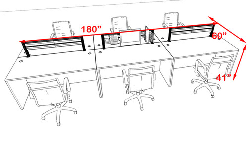Six Person Modern Divider Office Workstation Desk Set, #OT-SUL-FPW51