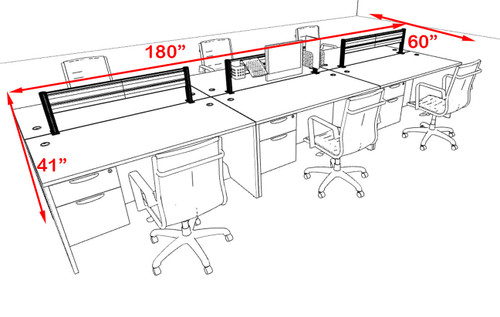 Six Person Modern Divider Office Workstation Desk Set, #OT-SUL-FPW54