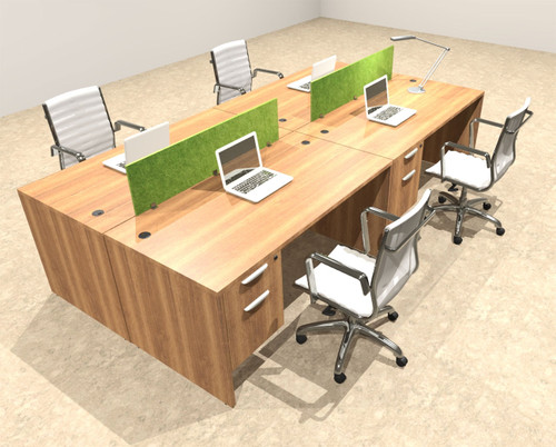 Four Person Modern Accoustic Divider Office Workstation Desk Set, #OT-SUL-FPRA17