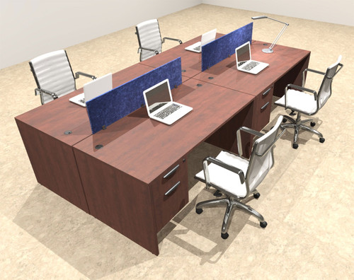 Four Person Modern Accoustic Divider Office Workstation Desk Set, #OT-SUL-FPRB18