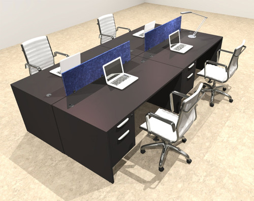 Four Person Modern Accoustic Divider Office Workstation Desk Set, #OT-SUL-FPRB20