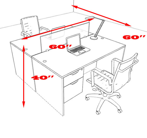 Two Person Modern Accoustic Divider Office Workstation Desk Set, #OT-SUL-FPRG14