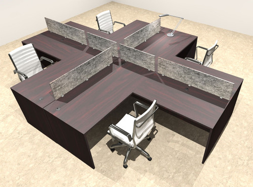 Four Person Modern Accoustic Divider Office Workstation Desk Set, #OT-SUL-FPRG31