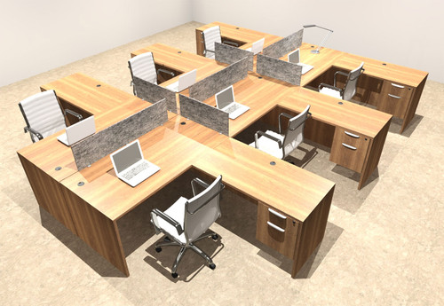 Six Person Modern Accoustic Divider Office Workstation Desk Set, #OT-SUL-FPRG45