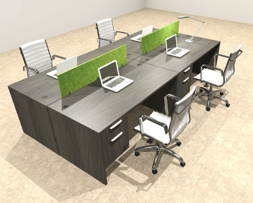Four Person Modern Accoustic Divider Office Workstation Desk Set, #OT-SUL-FPRA53