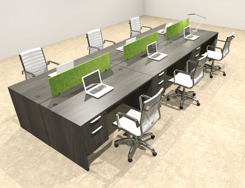 Six Person Modern Accoustic Divider Office Workstation Desk Set, #OT-SUL-FPRA54